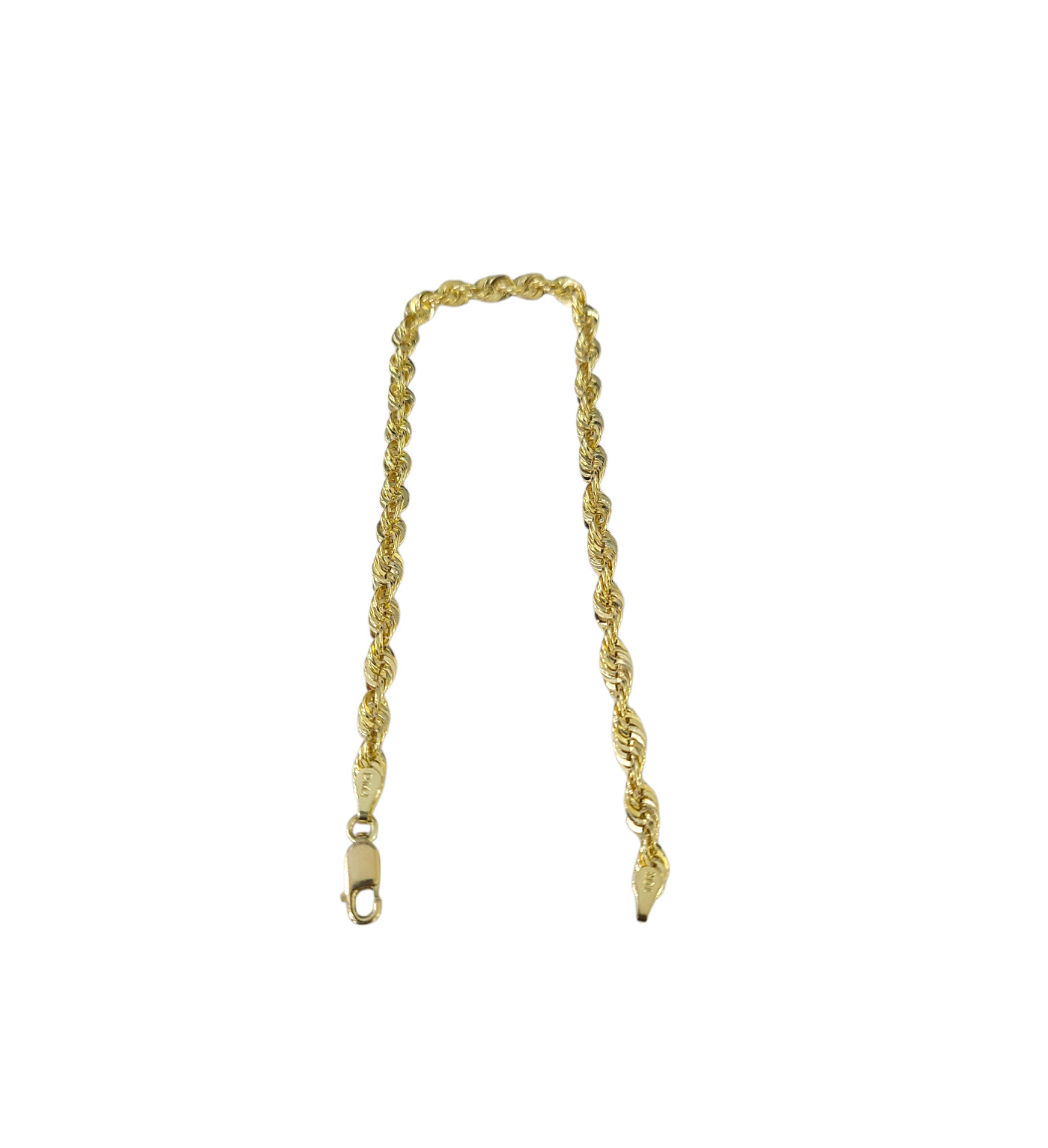 Real 10K Gold Hollow Muray Rope Bracelet 8″ Inch 4mm Men Women