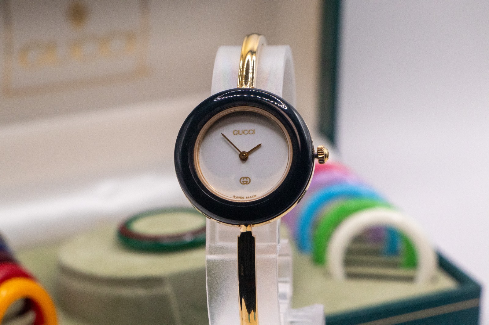 [TOP MINT]GUCCI Change Bezel 11/12.2 1100L Gold Vintage Quartz with Box ＆ Paper