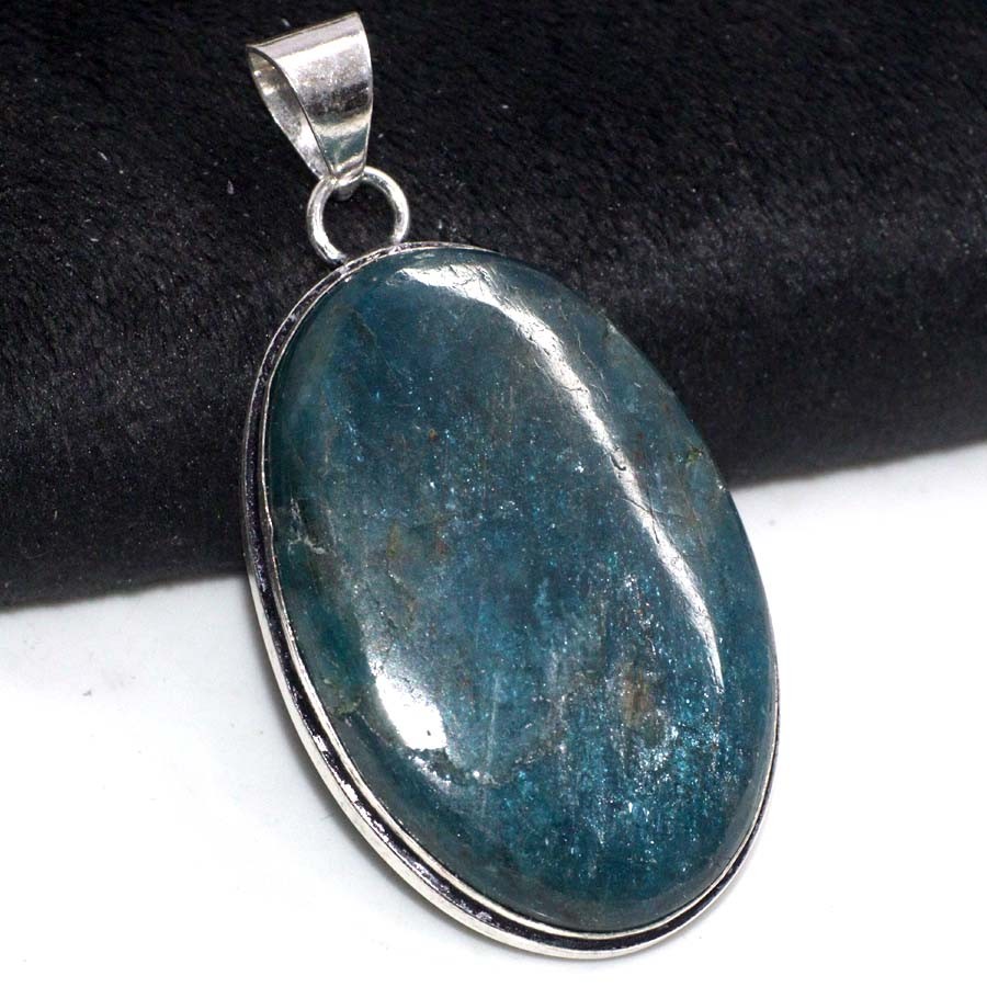 925 Silver Plated Blue Apatite Jewellery Pendant Handmade Gemstone Size 2″ JW