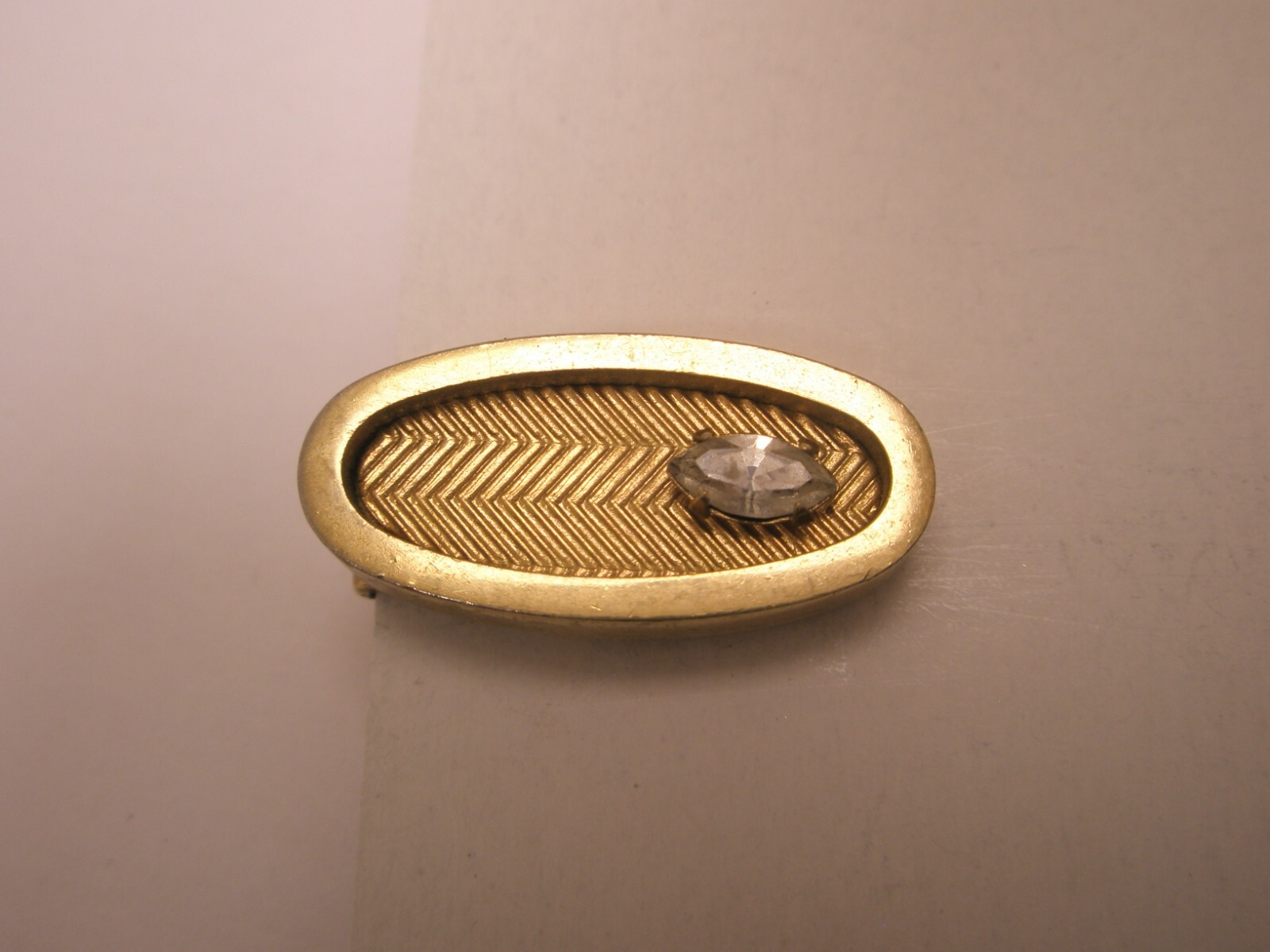 7/8″ Marquis Cut Rhinestone Vintage SMALL TINY SPEIDEL Tie Bar Clip simple