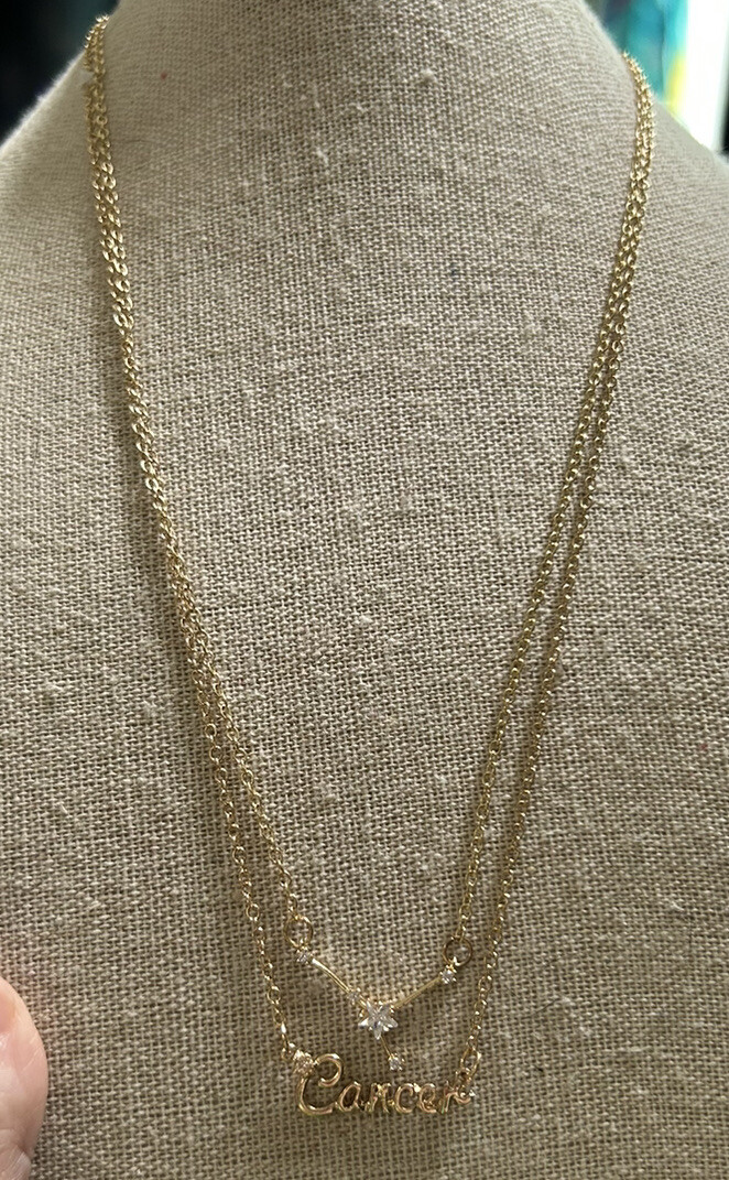 Unbranded Gold Tone Double Stranded Cancer Necklace 18 To 20 Inch Chain