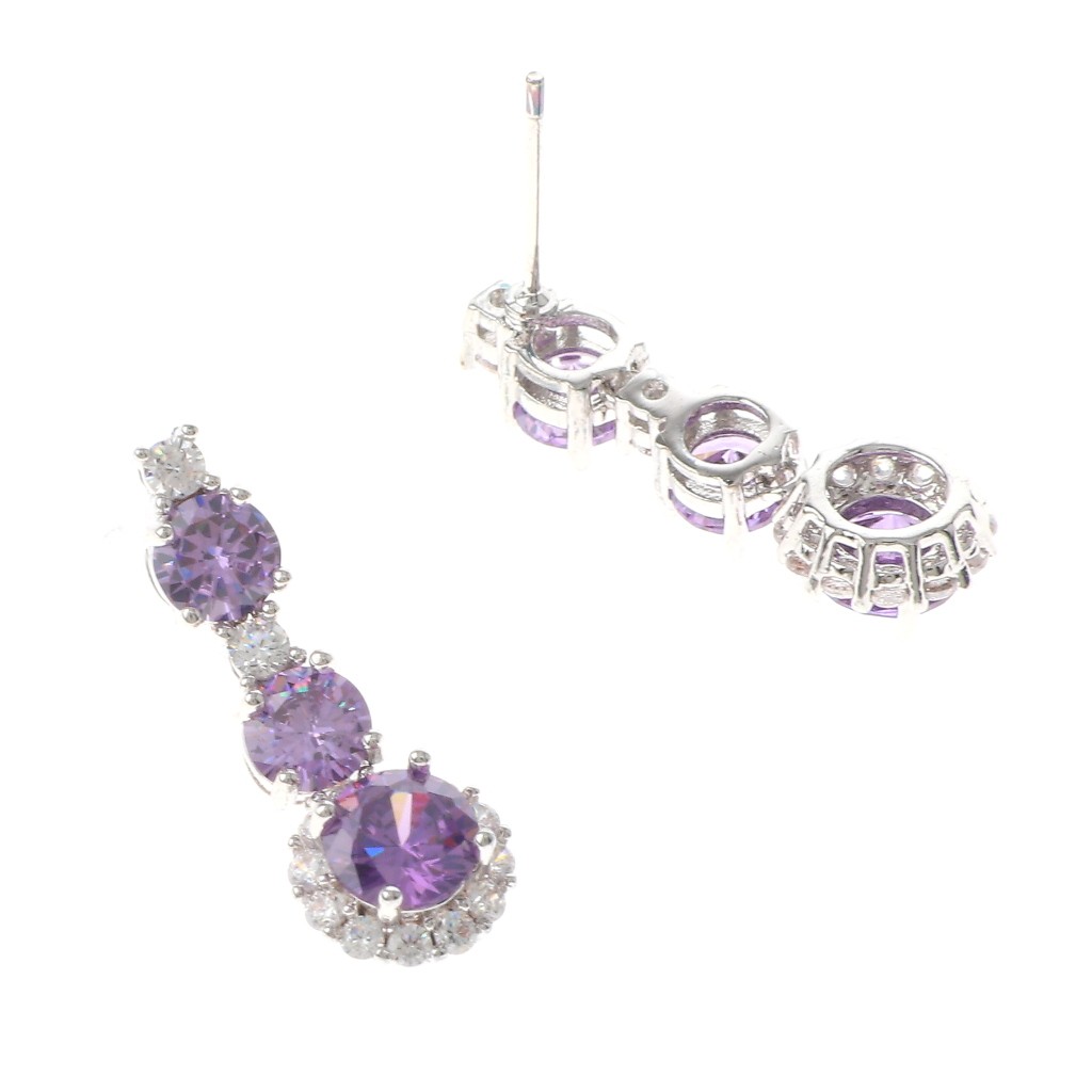 Silver Tone Alloy Metal Cubic Zirconia Post Earrings With Rhinestone JWE1879…