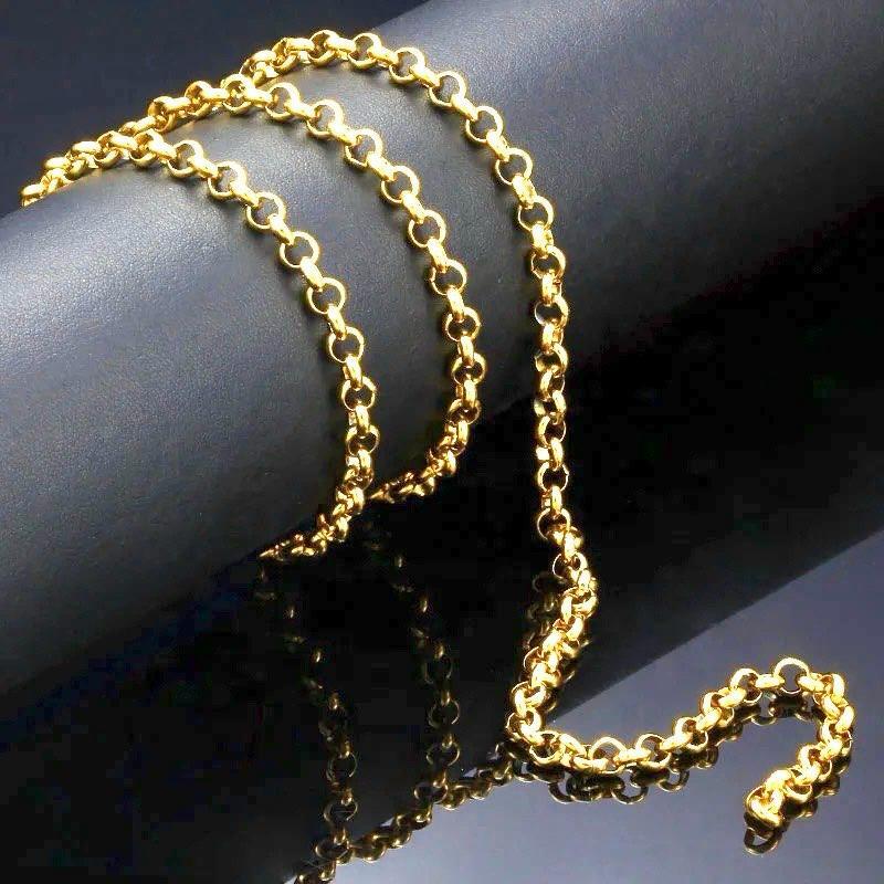 18k 18carat yellow gold plated Unisex Rolo Belcher Necklace all sizes Width=3mm