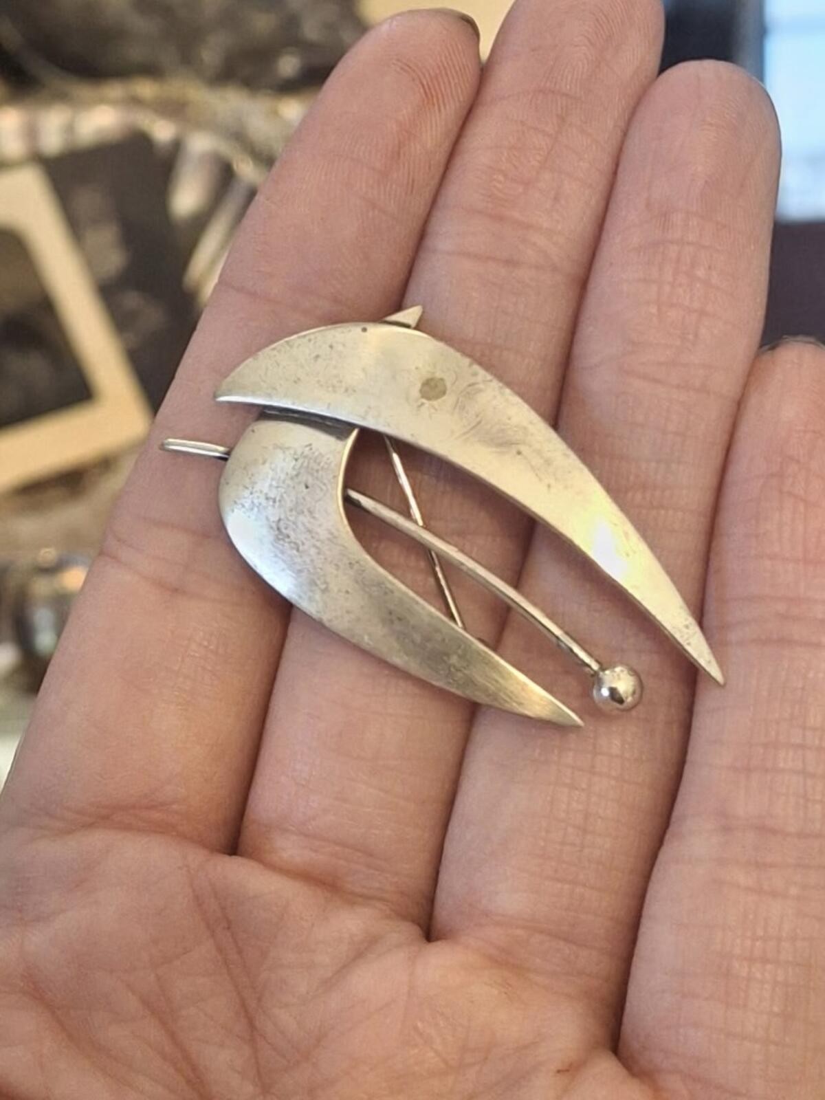 Vintage 1960s Midcentury ORB Otto Robert Bade Sterling Silver Modernist Brooch