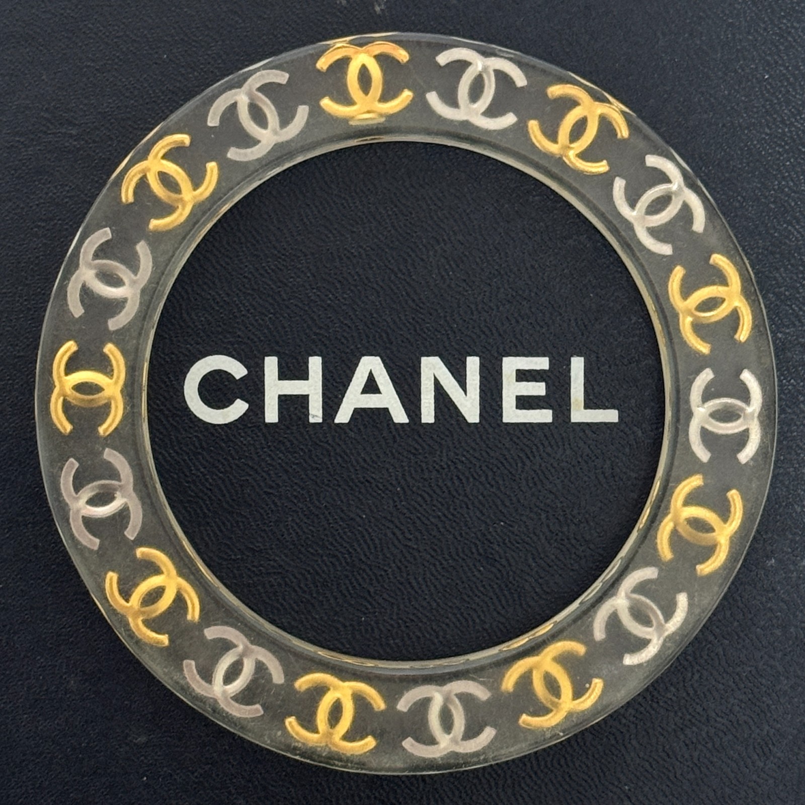 CHANEL 97P Coco Mark CC logo Bracelet Bangle plastic Accessory Authentic JAPAN