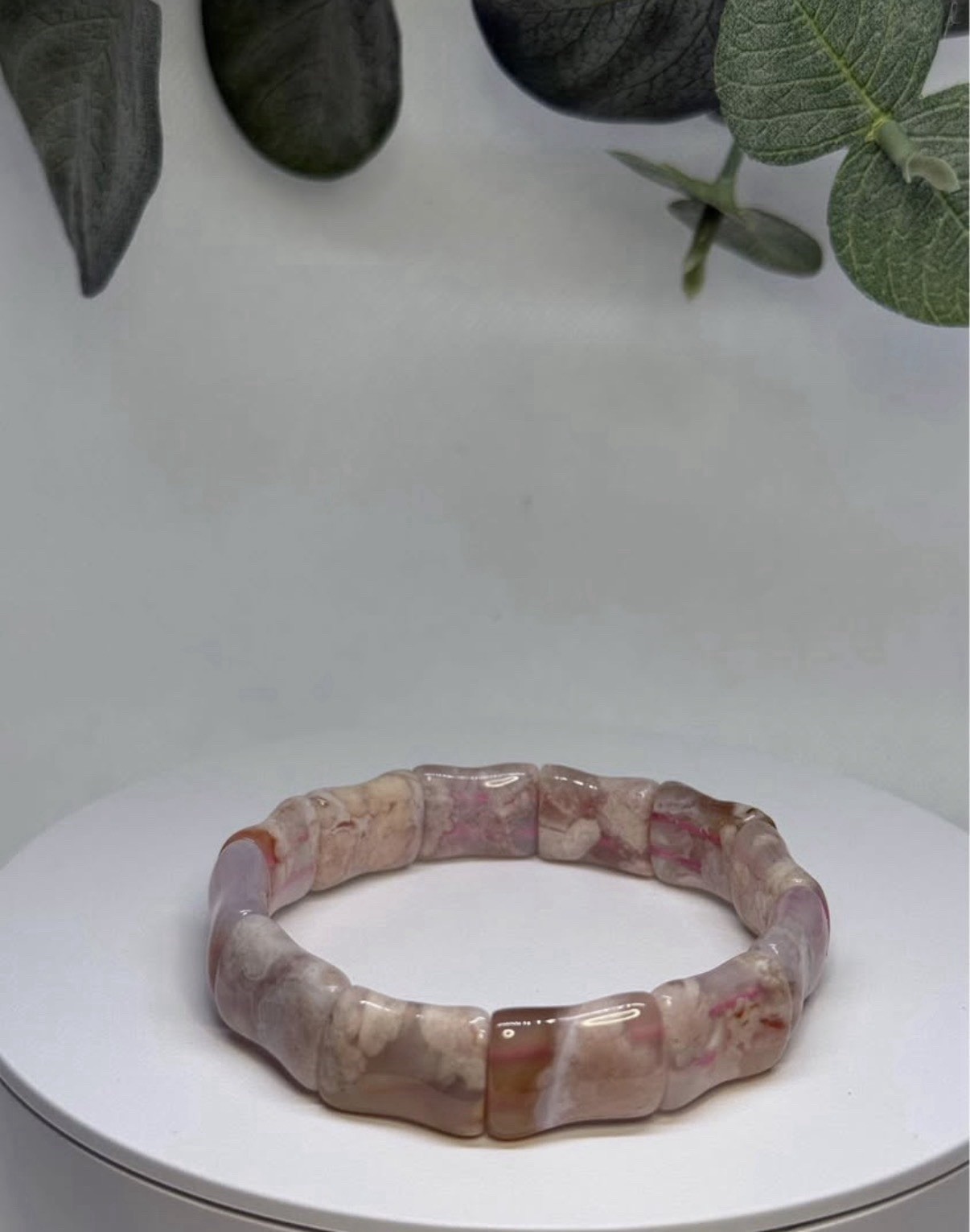 Flower Agate Pink Soft Bangle 2.4MM