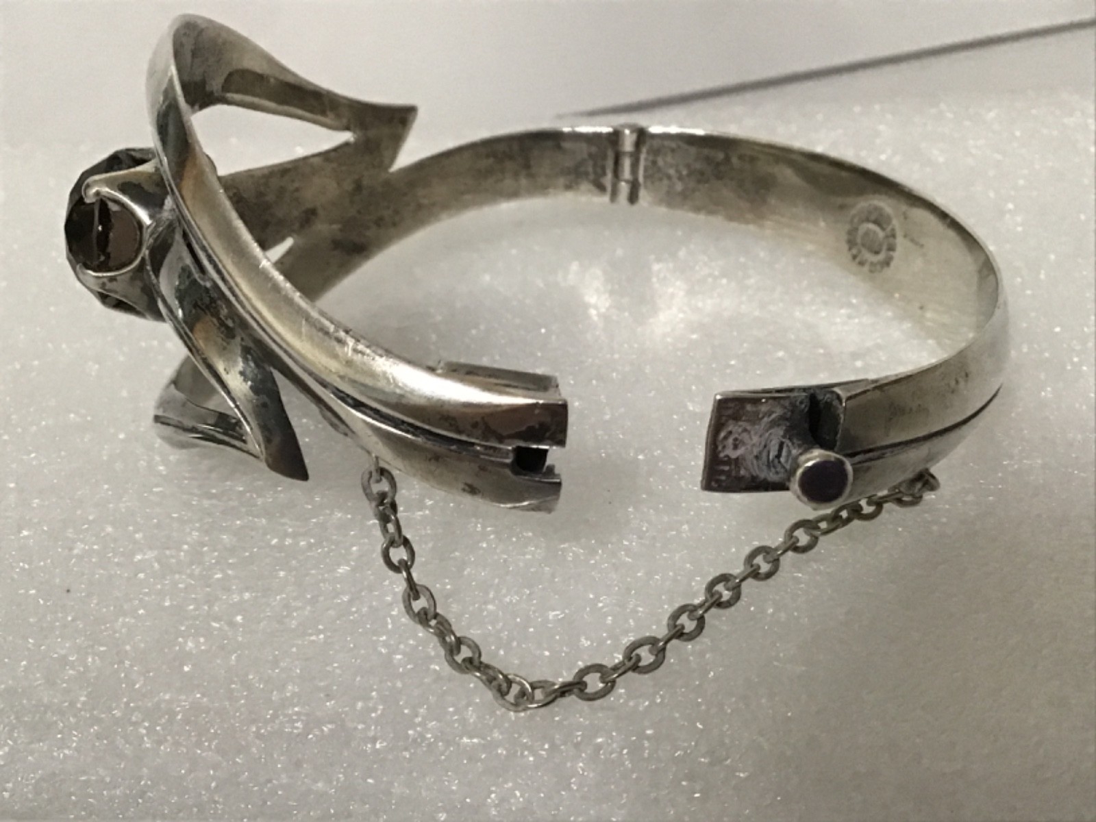 Taxco sterling silver 925 cuff hinged bangle fits 7.5″ wrist,,, 50g. , Mexico
