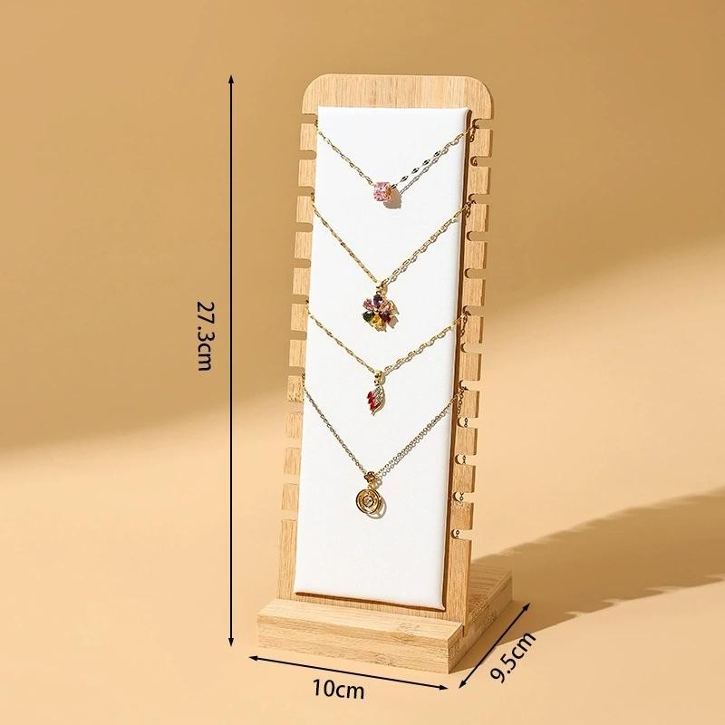 Creative Bamboo Wooden Jewelry Display Stand Necklace Bracelet Holder Organizer