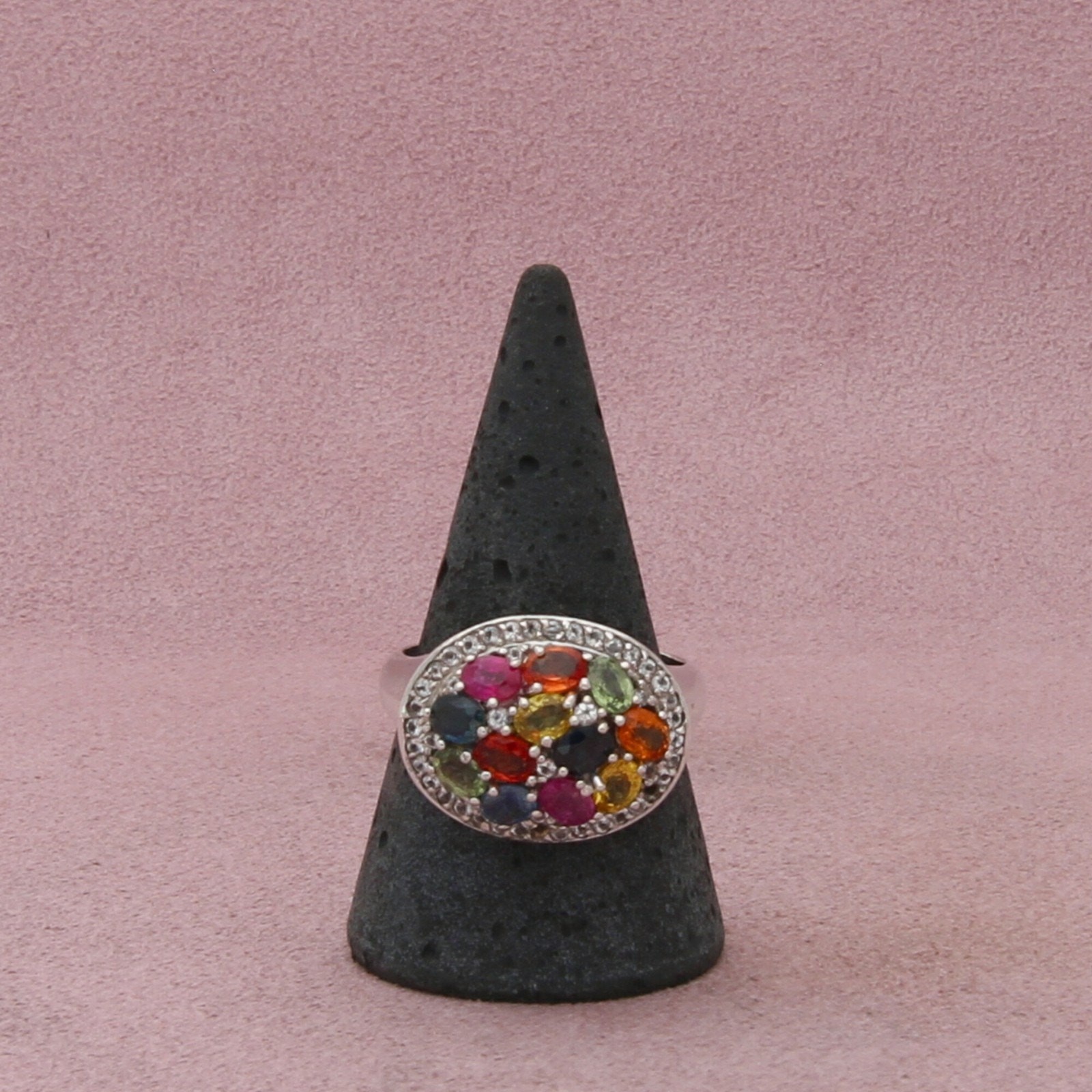 sterling silver multi colored topaz cluster (as-is) ring size 9.75