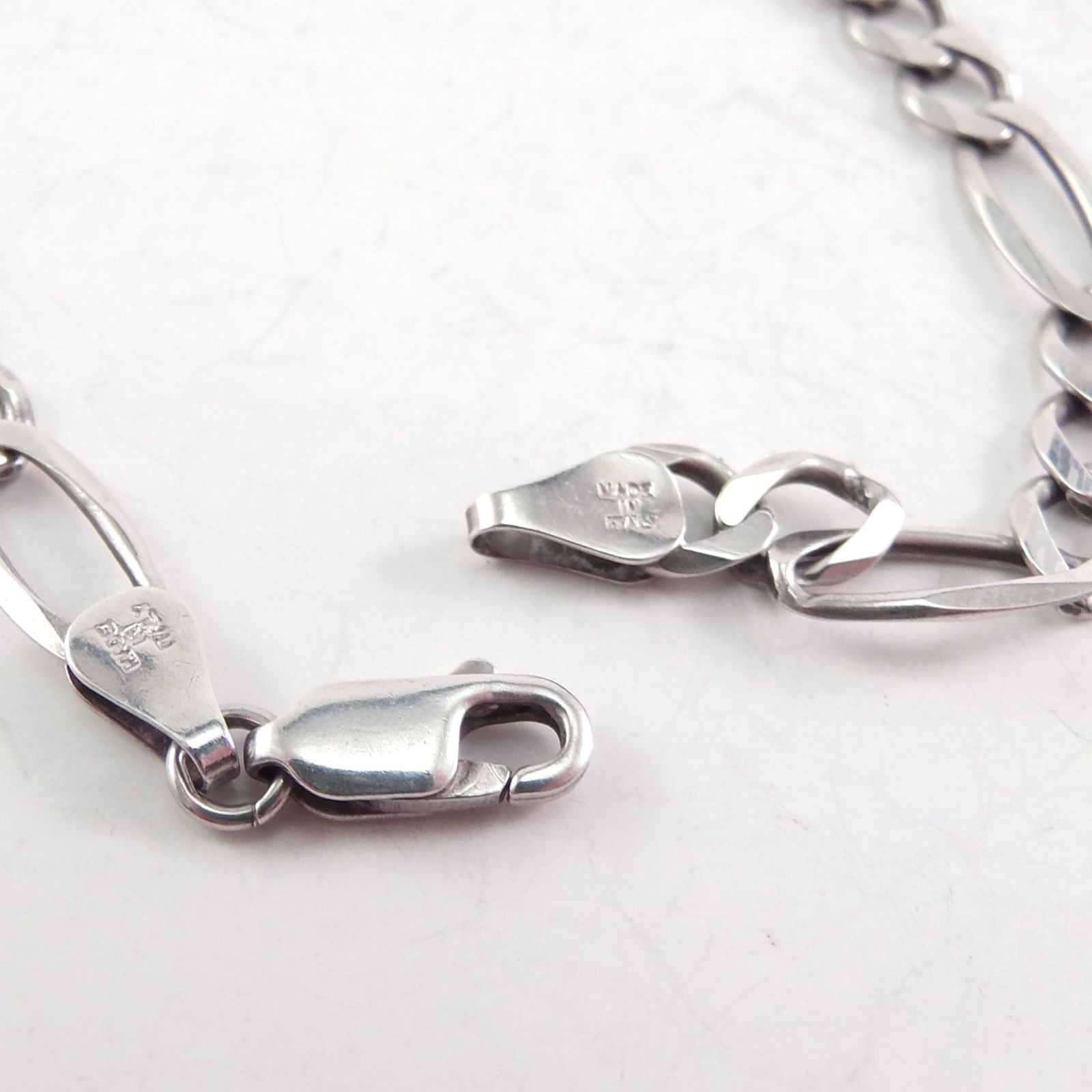 Vintage Milor 925 Solid Sterling Silver Figaro Link Bracelet 7.5″ Long 5.7mm