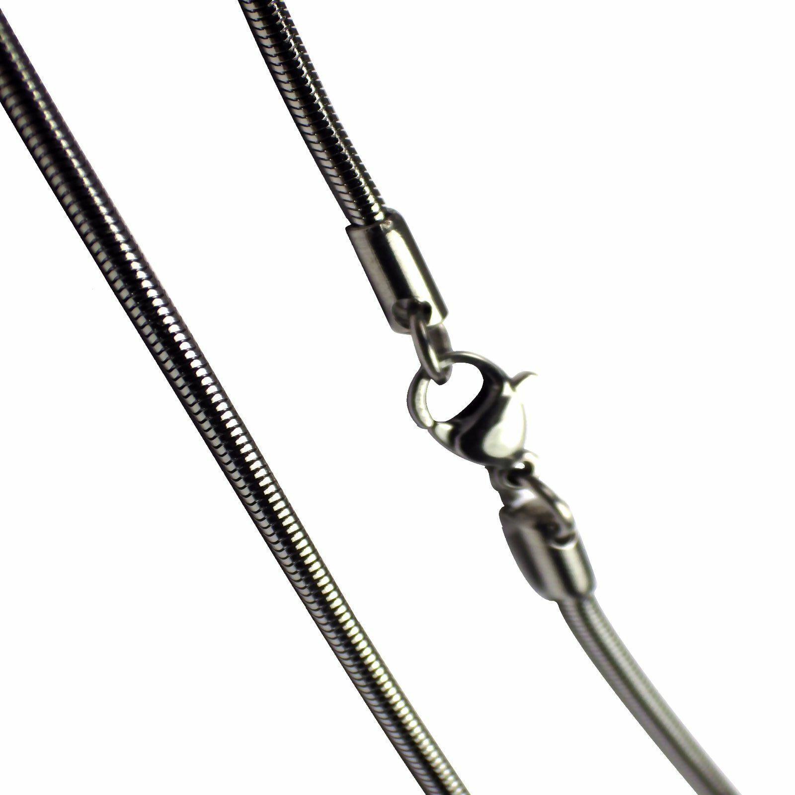 Snake Serpentine Chain Womens Stainless Steel Necklace 3mm 18-22-inch