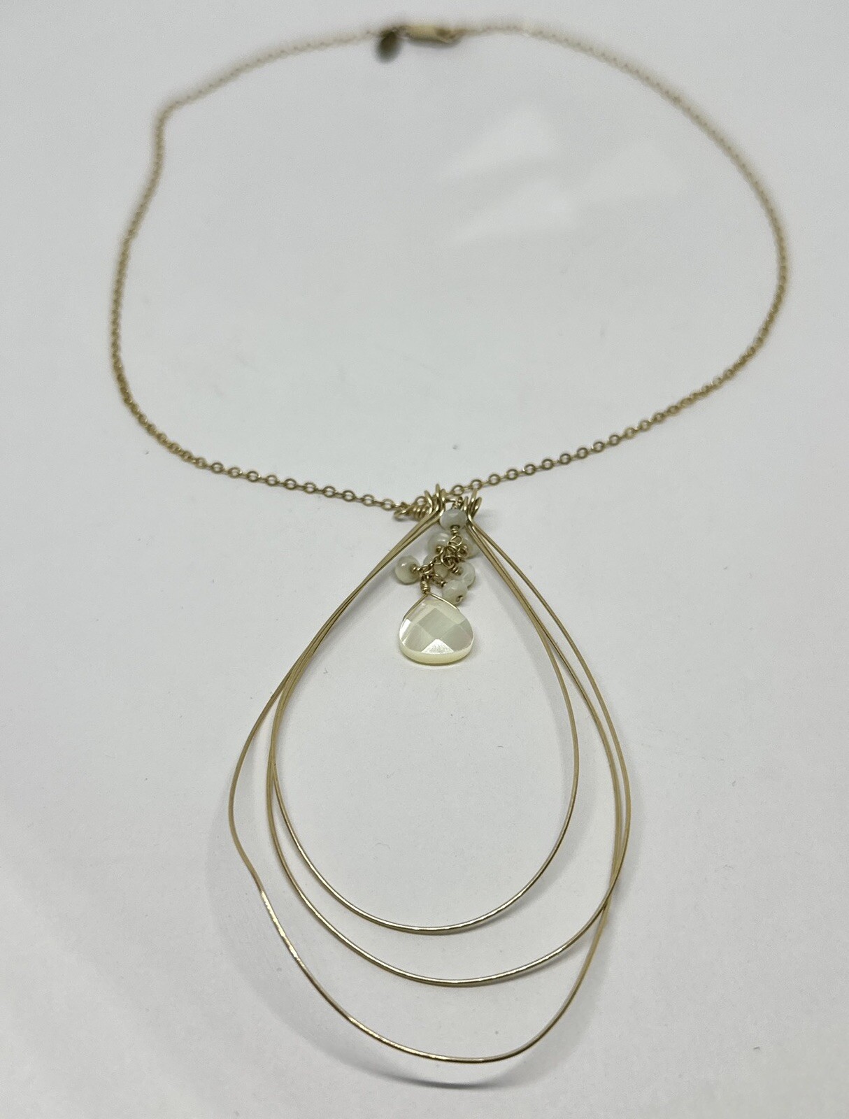 Gara Danielle 14K Gold Filled White Stone Wire Pendant 17″ Necklace