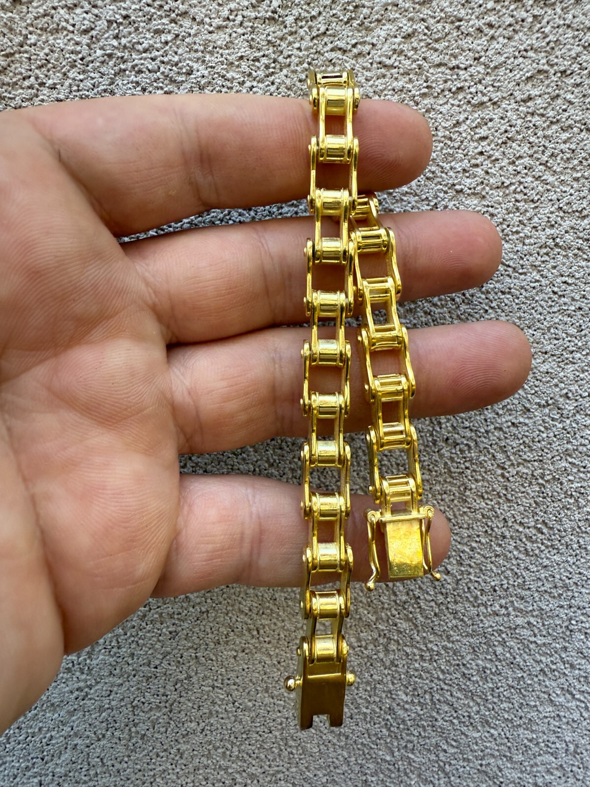 Bicycle Link Bracelet Real 14k Gold Vermeil 925 Silver Handmade 9mm Bike Chain