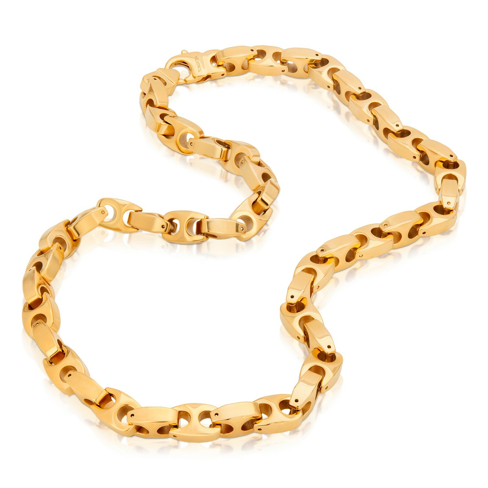 HEAVY 9.5mm BIKER TUNGSTEN CARBIDE MEN’S CHAIN (TUC 002) GOLD – FREE SHIPPING!