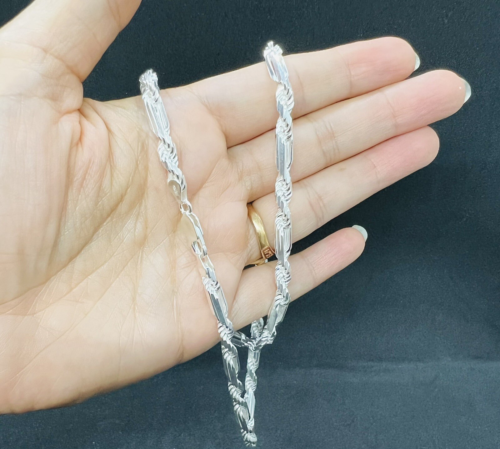 925 Sterling Silver Men’s Women’s Figarope chain Necklace 5mm 18″-28″
