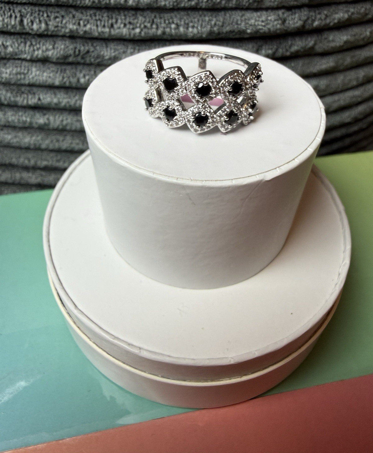 BP OG Ring Size 10 “Brilliant Whimsy” Black Onyx CZ on Rhodium Plating