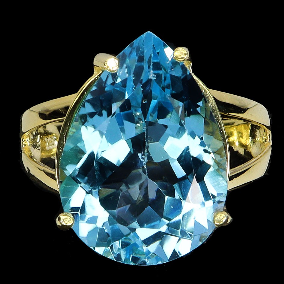 925 Sterling Silver Ring Pear Swiss Blue Topaz 18x13mm Gemstone Jewelry Size 7