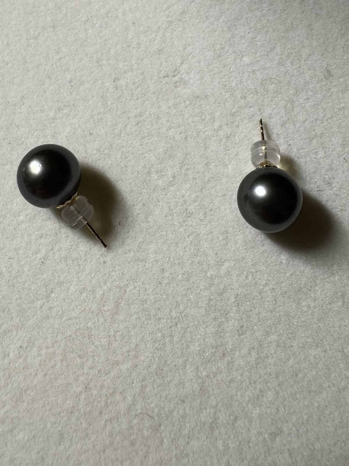 10.2mm Cultured Tahitian Pearl round Stud Earrings 18K Yellow Gold new free ship