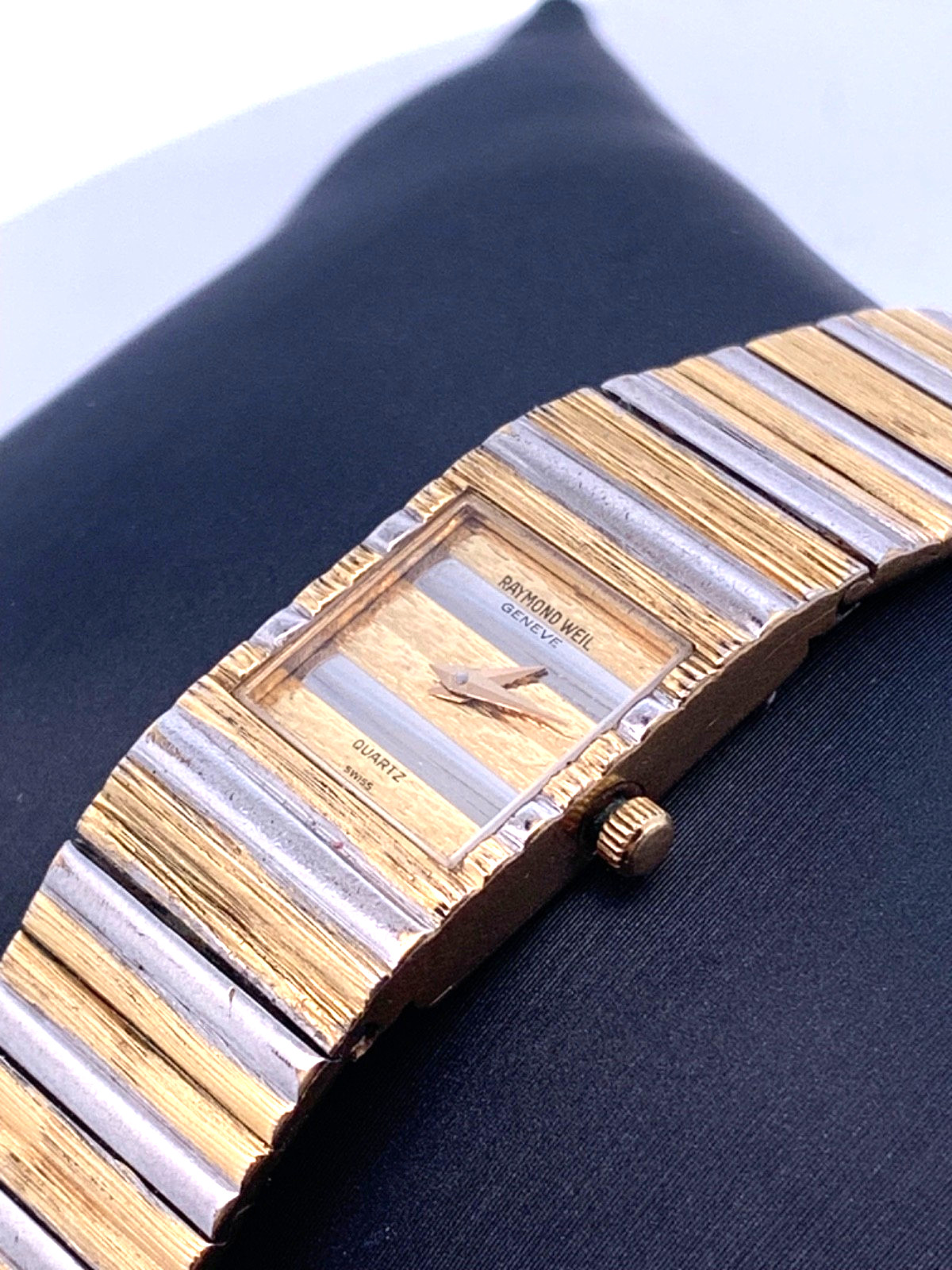 Vintage 80’s Raymond Weil 8076 18K Gold EP Two Tone Classic Ladies Tank Watch