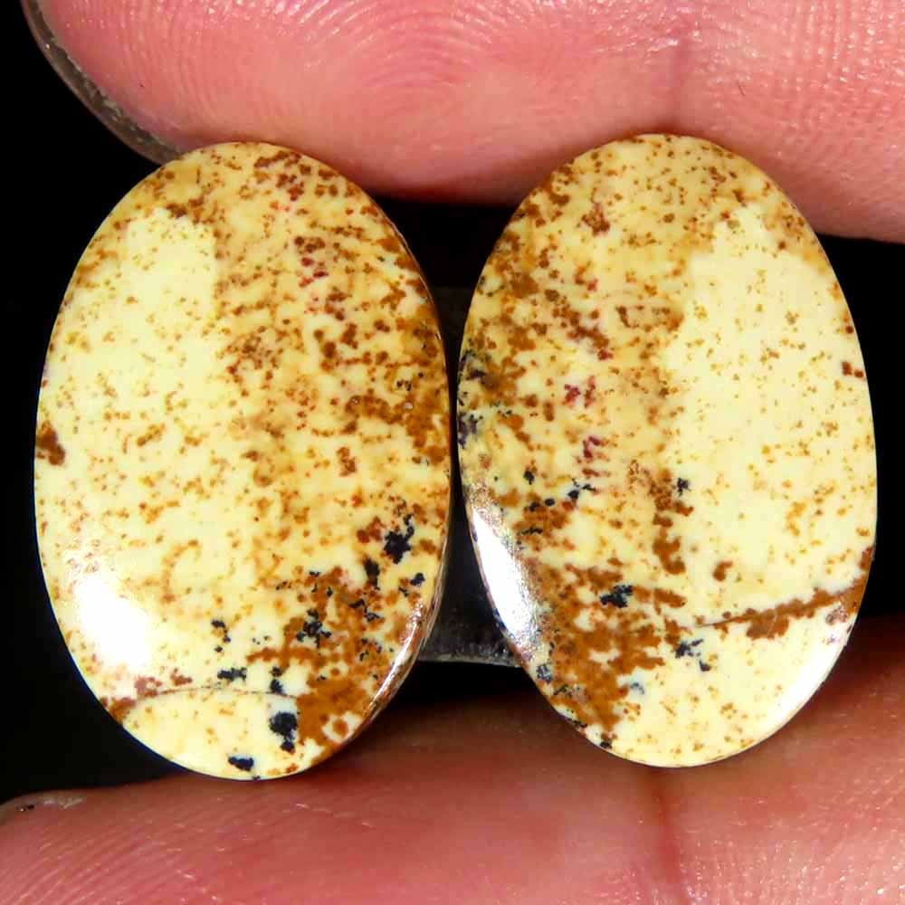 23.65Cts.100% Natural Designer Picture Jasper Oval 13x19x5mm cab Pair Gemstone
