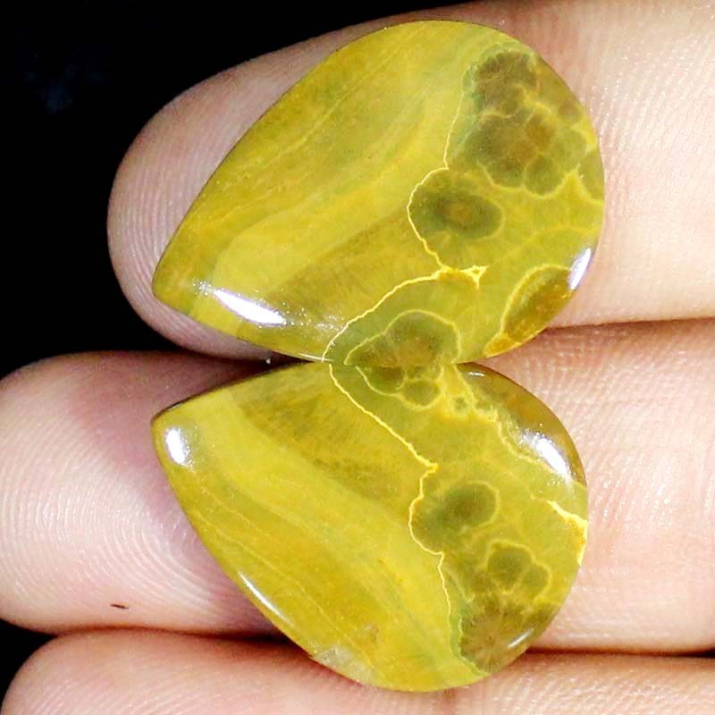 Natural 40.55 Ct 100% Ocean Jasper Pair Cabochon 21X28X4 mm Pear Shape Gemstones