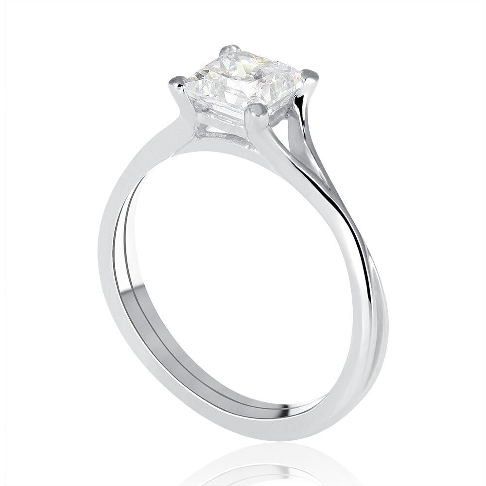 1/2 Carat G-H/SI1 Genuine Diamond Engagement Ring Princess Cut 14K White Gold