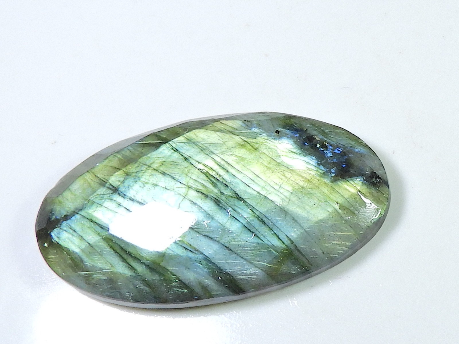 26X46MM Checker Cut Labradorite Oval Cabochon Loose Natural Gemstone 83Cts.