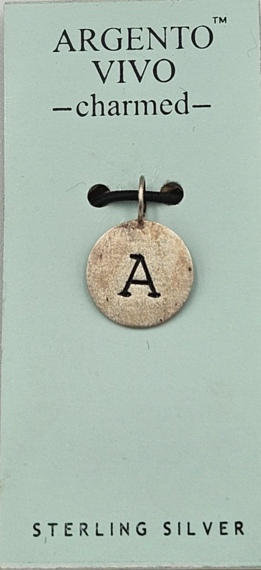Argento Vivo X6302 Sterling Silver 925 Initial Letter Disc Charm ‘A’