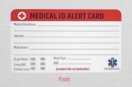 Diabetic Medical Alert ID necklace -USA made, FREE ID Wallet Card,Engraving