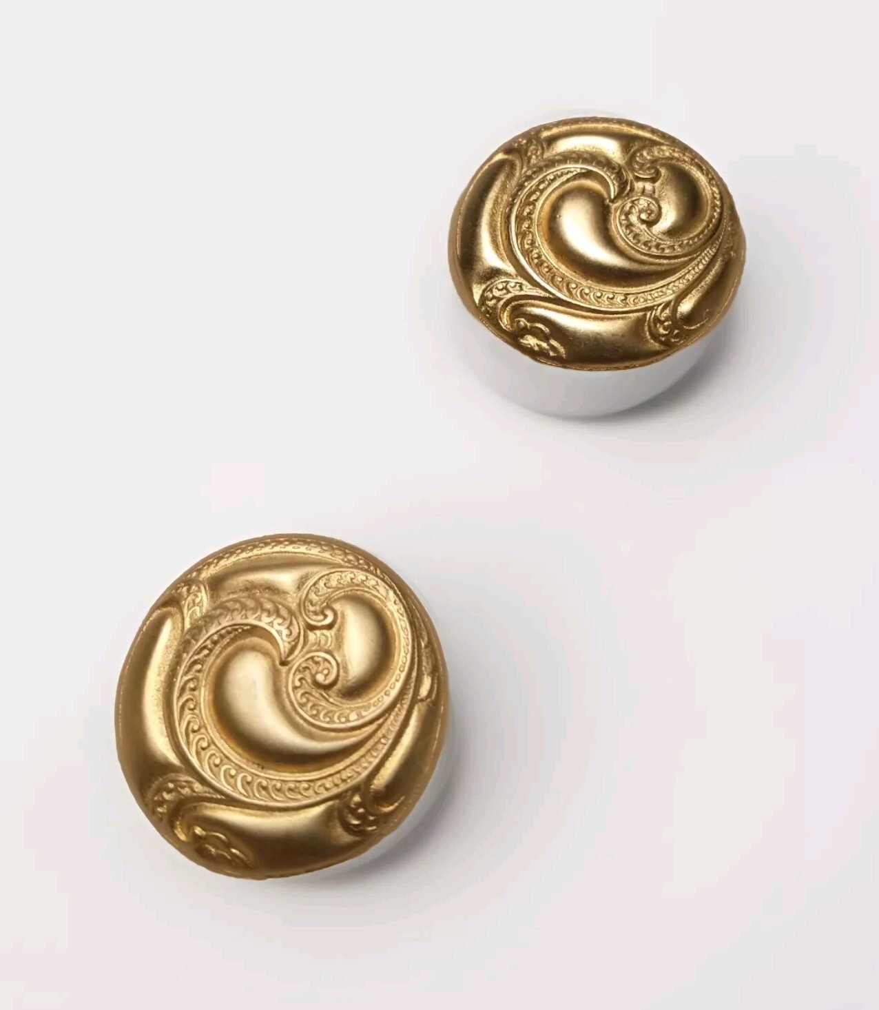 Vtg Earrings 80’s ART DECO/NOUVEAU CLASSY Swirled BRUSH Matte GOLDTONE RARE Clip