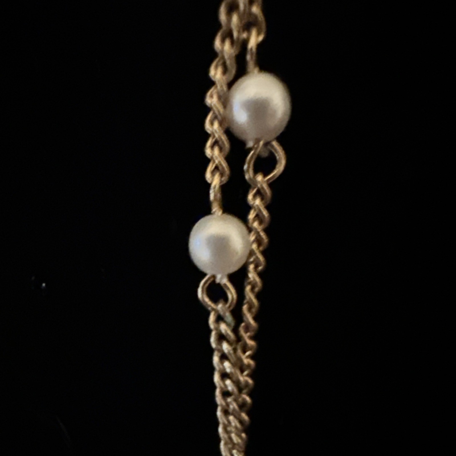 Gold Tone Layered Beaded Cable Chain Necklace Imitation Pearl More Than 36 in