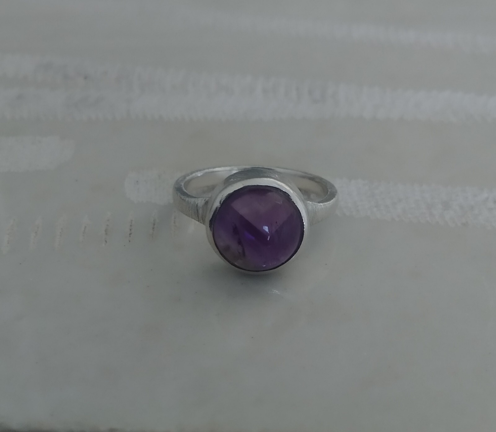 Solid 925 Sterling Silver Natural Amethyst Gems Ring Jewelry S US 5 VJ-417