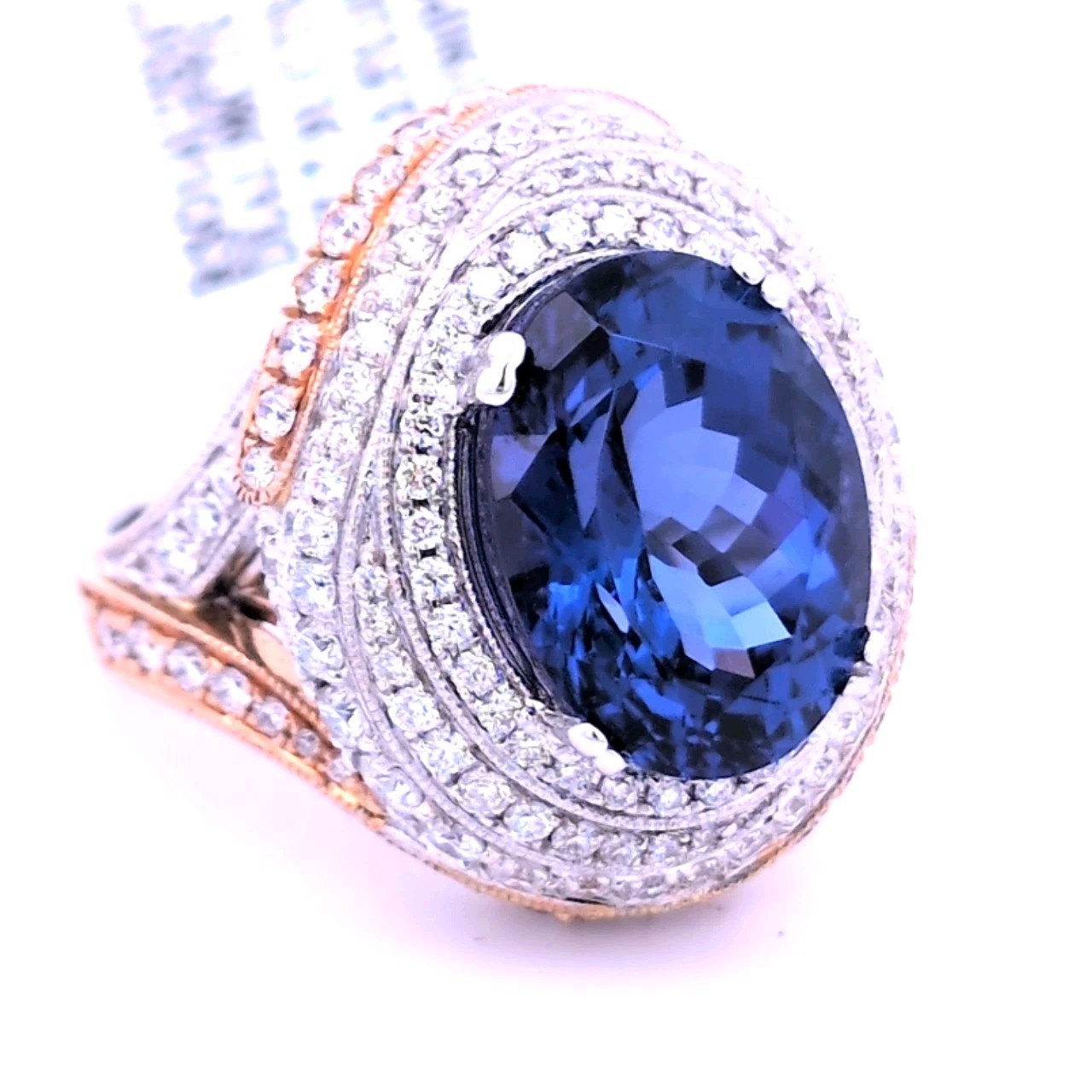 Video 9.89CT 18K White Rose Gold Natural Tanzanite Diamond 💎 Engagement Ring