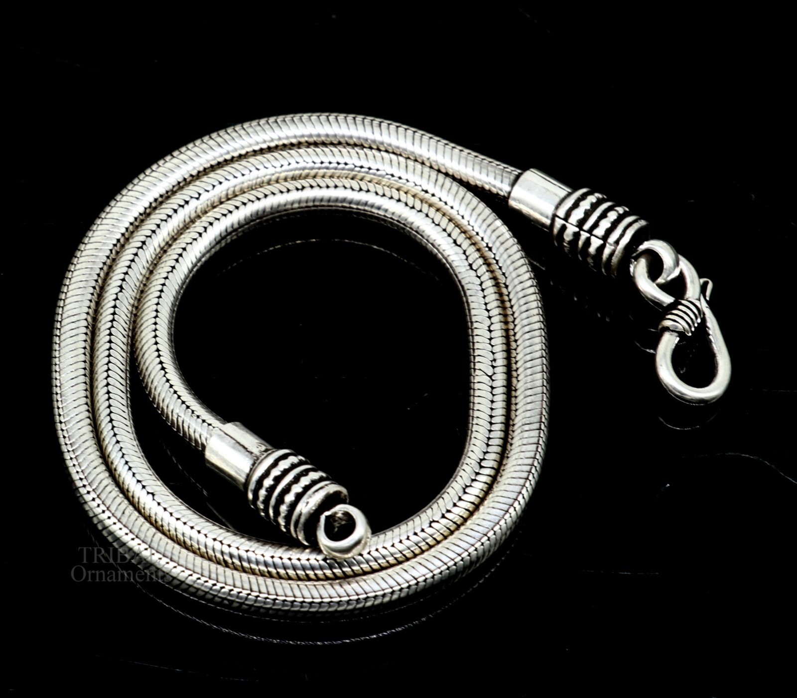 16″ TO 30″ 4 mm screw chain 925 sterling silver handmade snake chain ch158