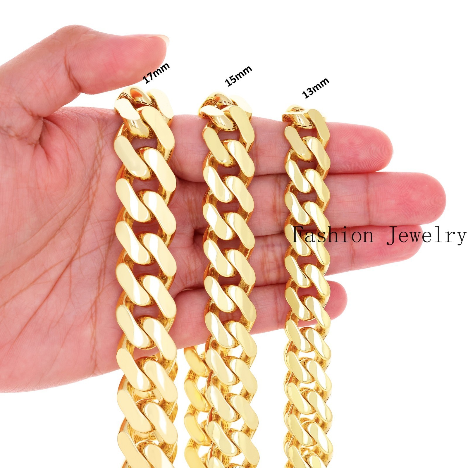 10K Yellow Gold Miami Cuban Royal Monaco Chain 5mm-20mm Necklace Bracelet 6″-30″