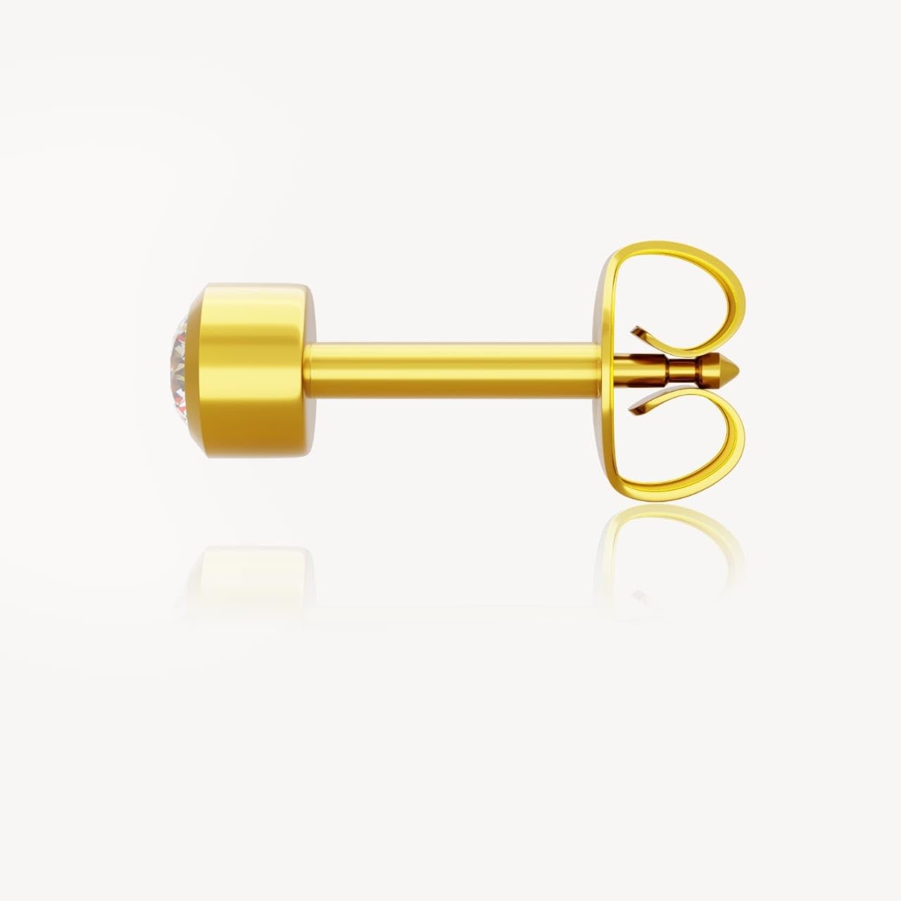 Caflon 16G 24K Gold Plated Bezel Crystal Piercing Studs 4mm 12 Pairs