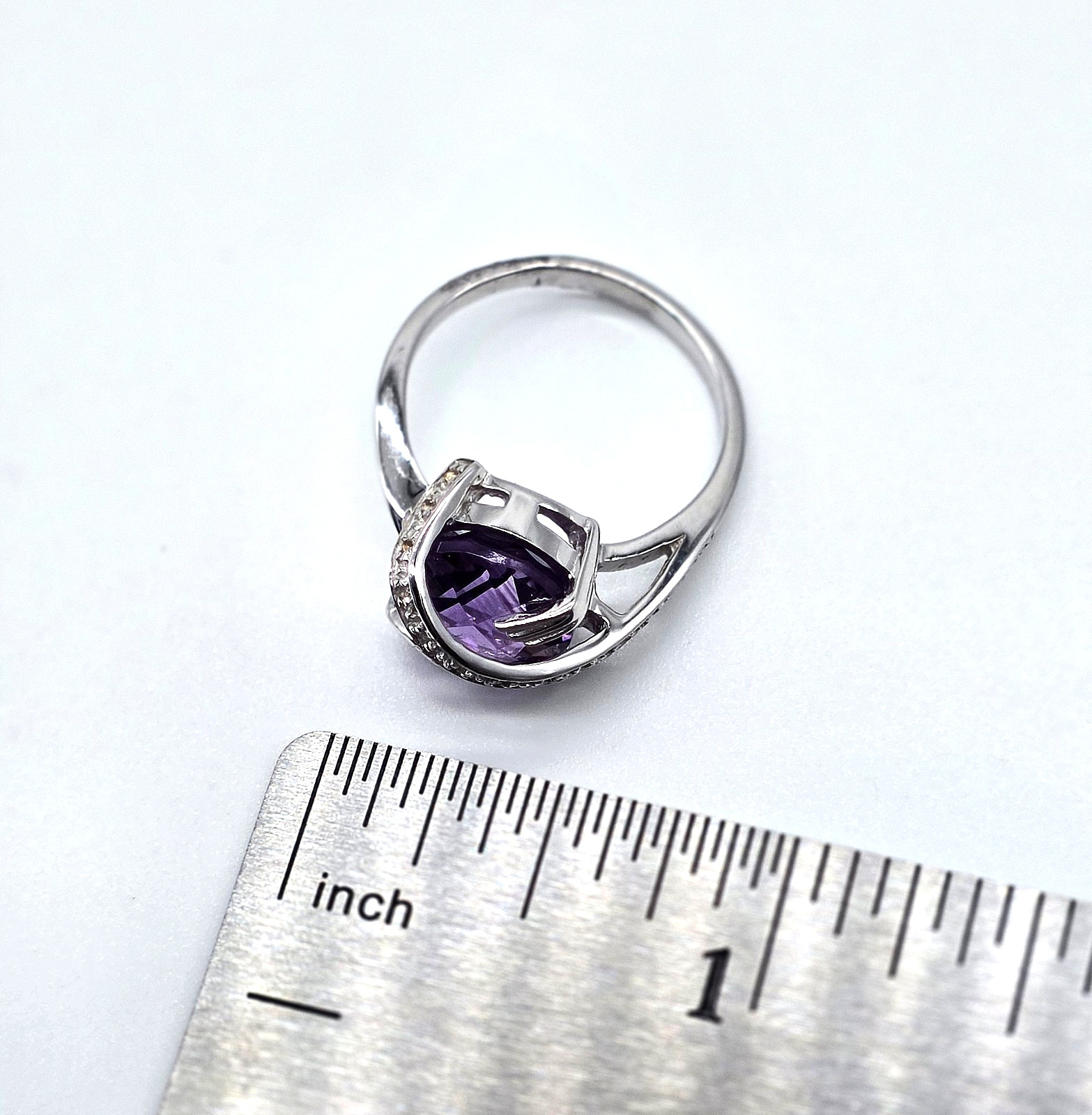 Women White Gold Rhodium Over Solid Sterling Silver 4.38 CTW Purple Amethyst