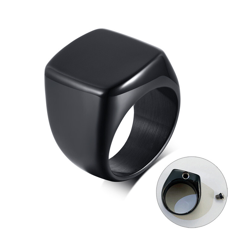 Personalized Engrave Men Ash Urn Ring Memorial Cremation Initials Stailess Steel