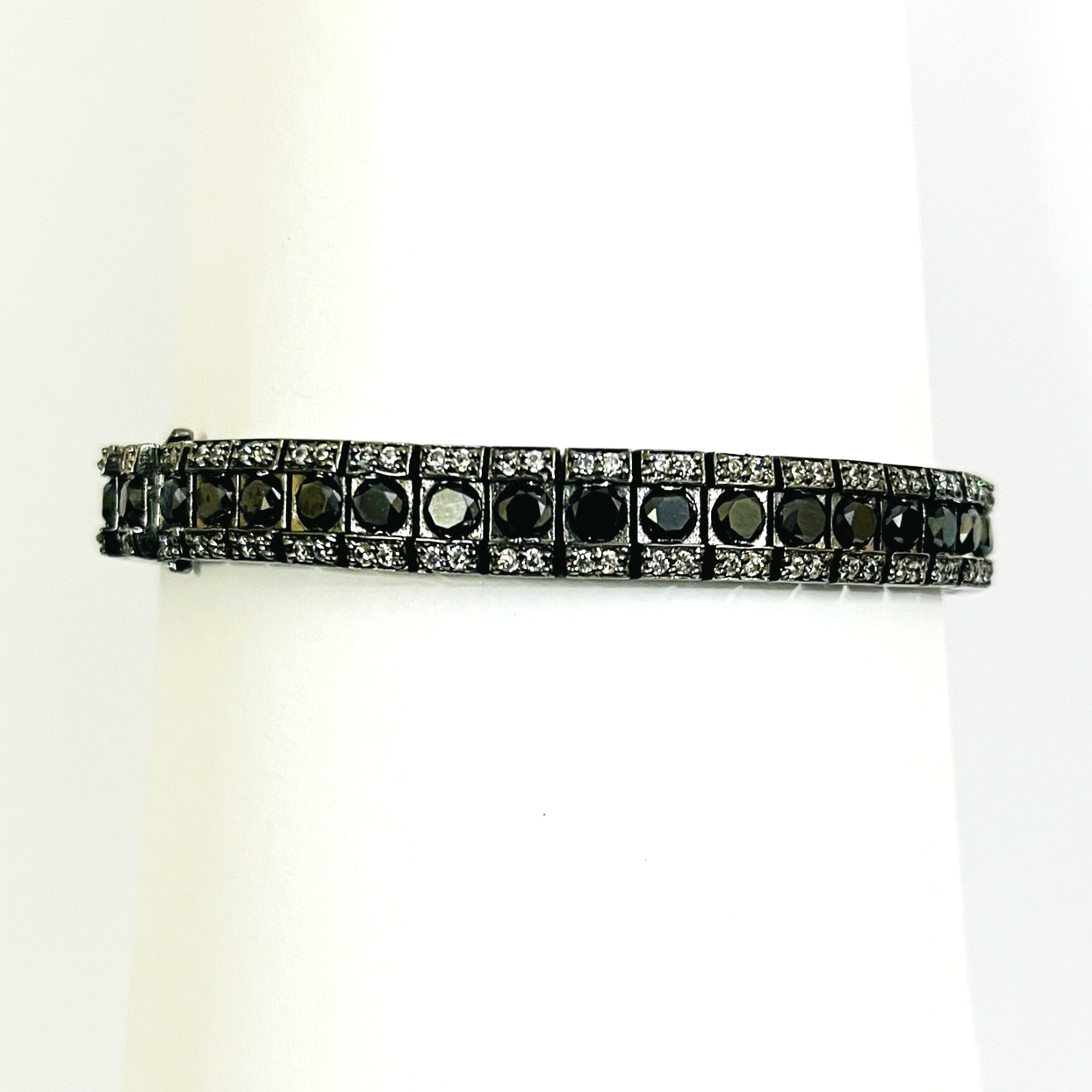 Fancy Black Diamond Tennis Bracelet In Black Gold Plated Quality AAA Certified !