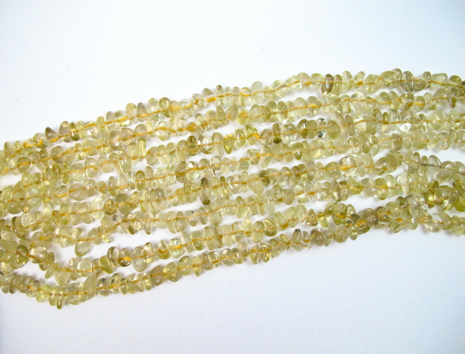 Natural Lemon quartz chips 5x8mm. Yellow healing stone beads 15.75”