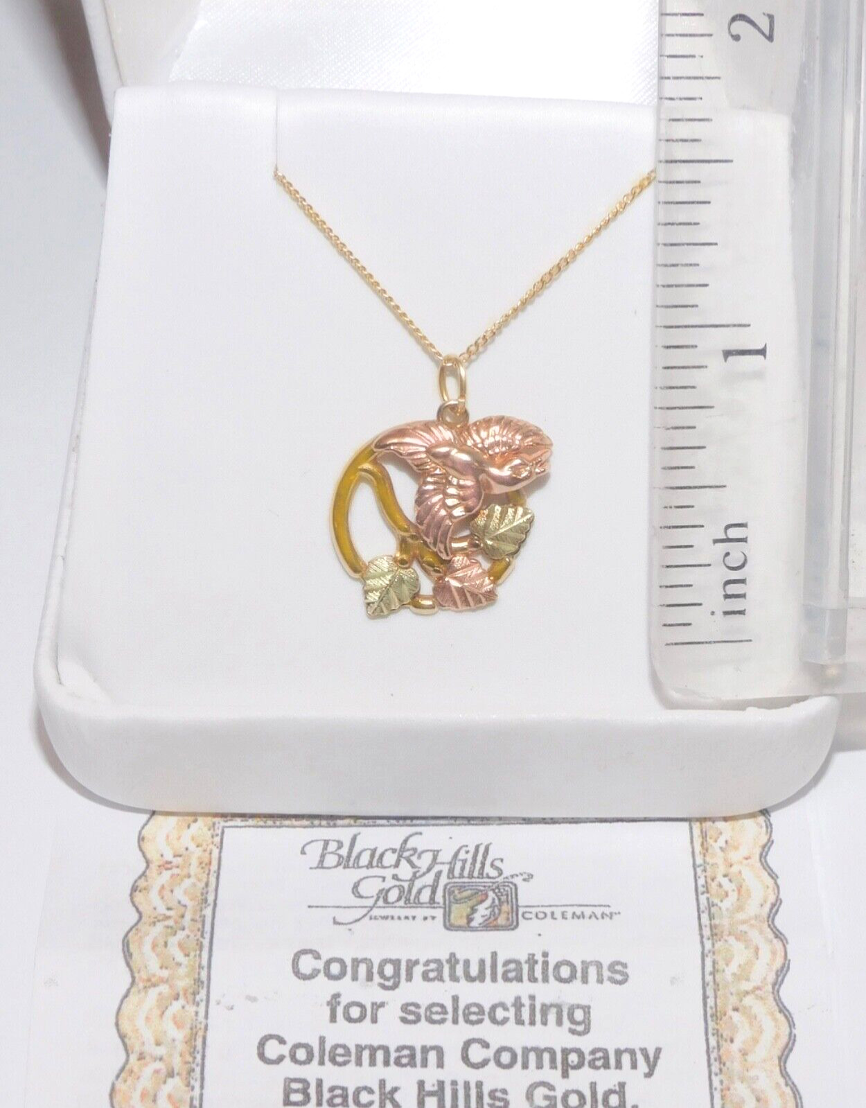 Black Hills Gold 10k Rose Gold Flying Bird Necklace 10k Chain