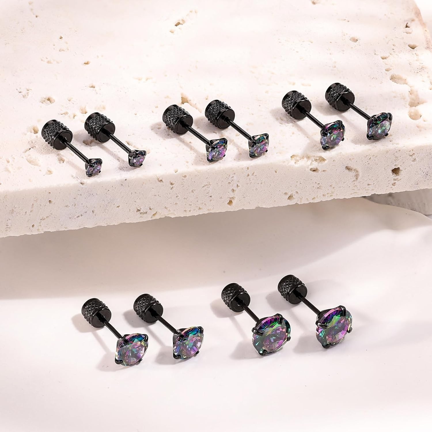 Hypoallergenic Threadless Flat Back Earrings,1 Pairs Cartilage Stud for Women…