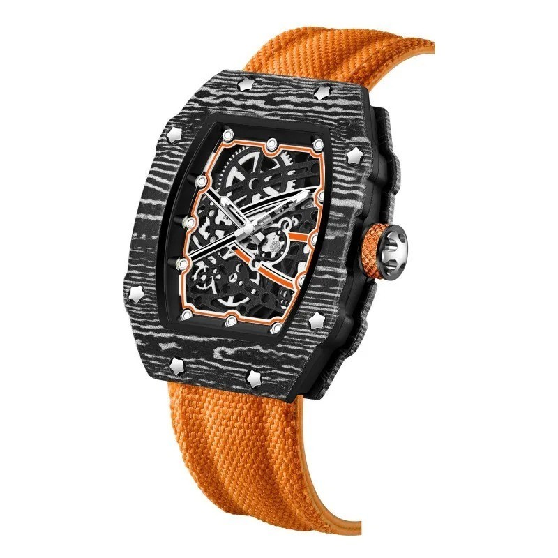 Ultra-Thin Wine Barrel Shaped Quartz Watch Nylon Strap Waterproof Casual Watch