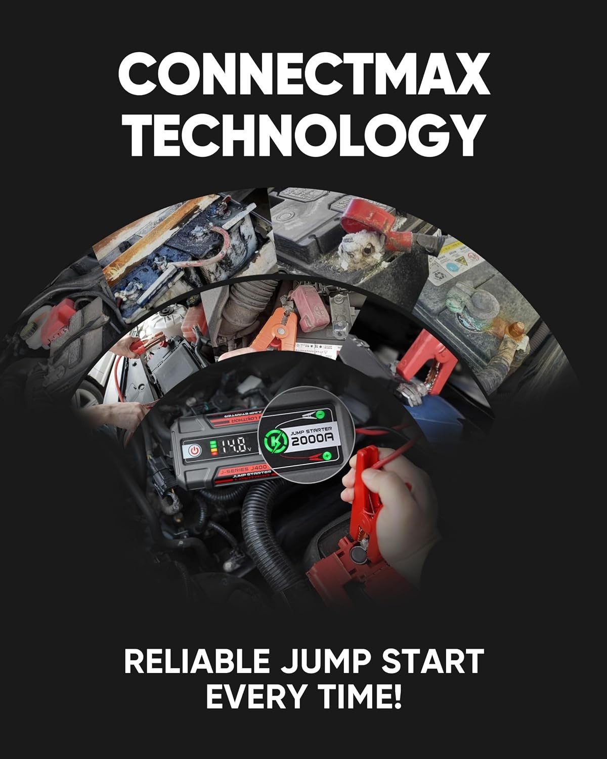 Portable Jump Starter 2000A 12V Lithium Battery Booster Digital Display Jump Box