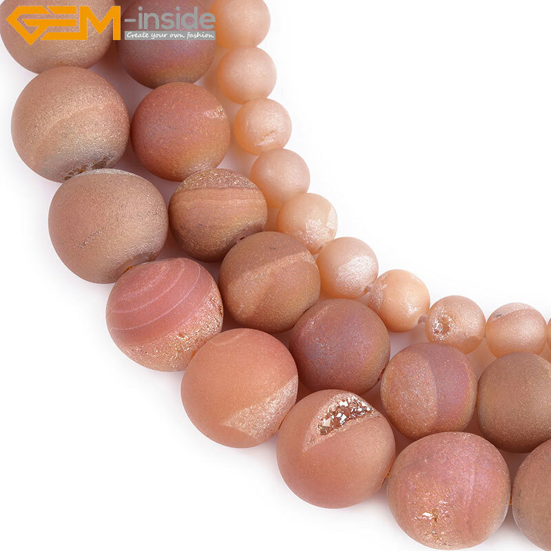 Metallic Titanium Coated Drusy Quartz Agate Gemstone Beads For Jewelry Making