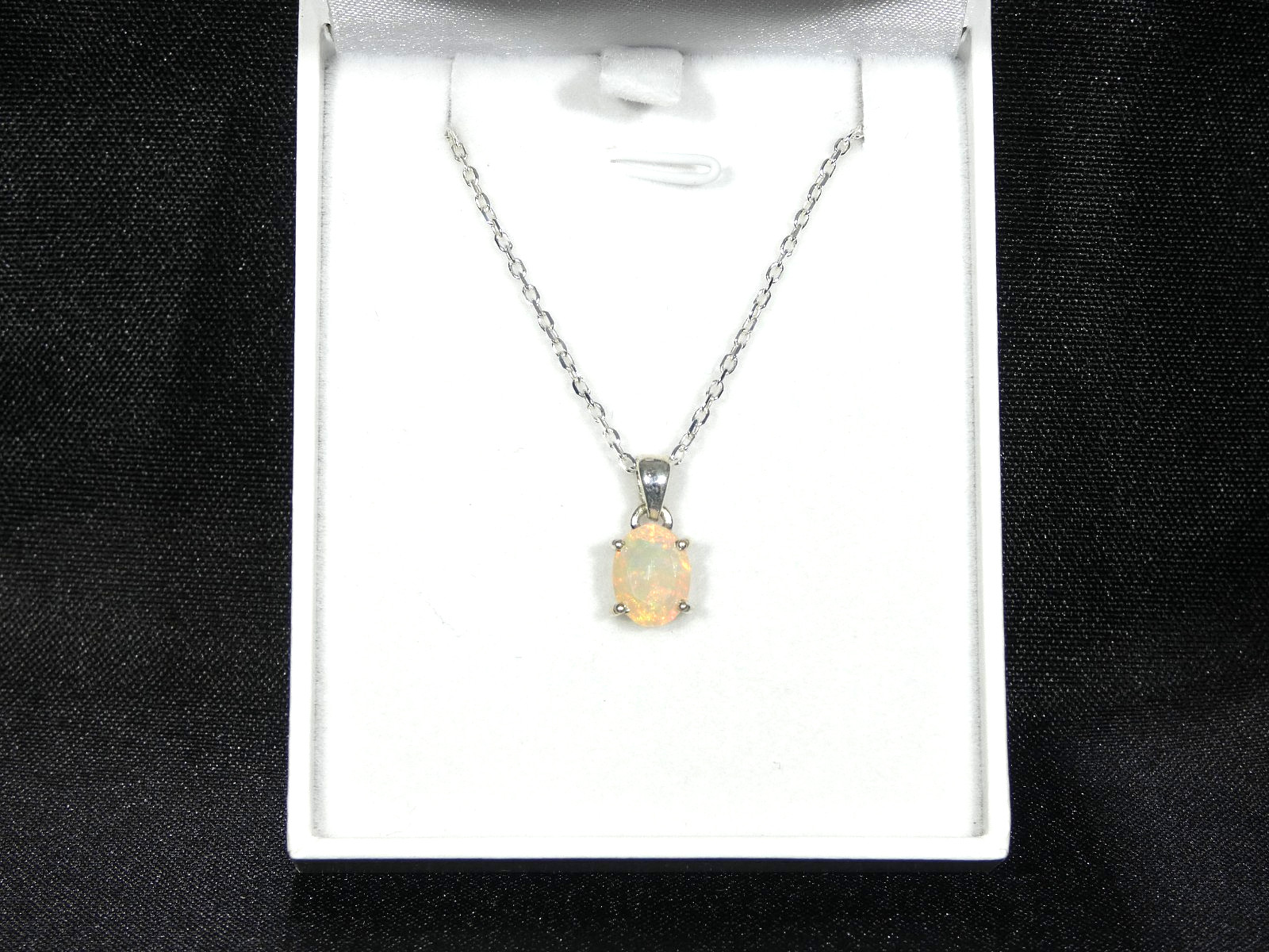 Natural Oval Ethiopian Welo Opal Solid Sterling Silver Italian Necklace-45.5 cm