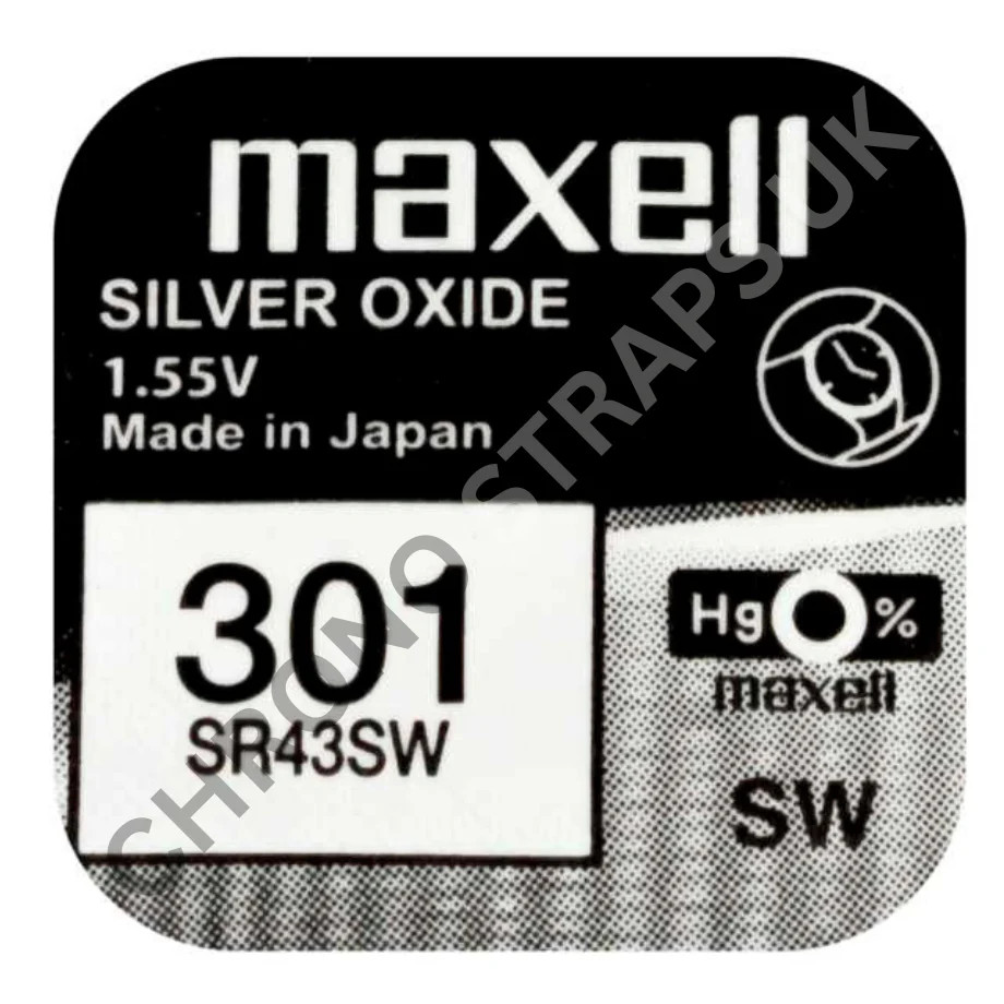 Maxell 301 / SR43SW Silver Oxide Watch Battery