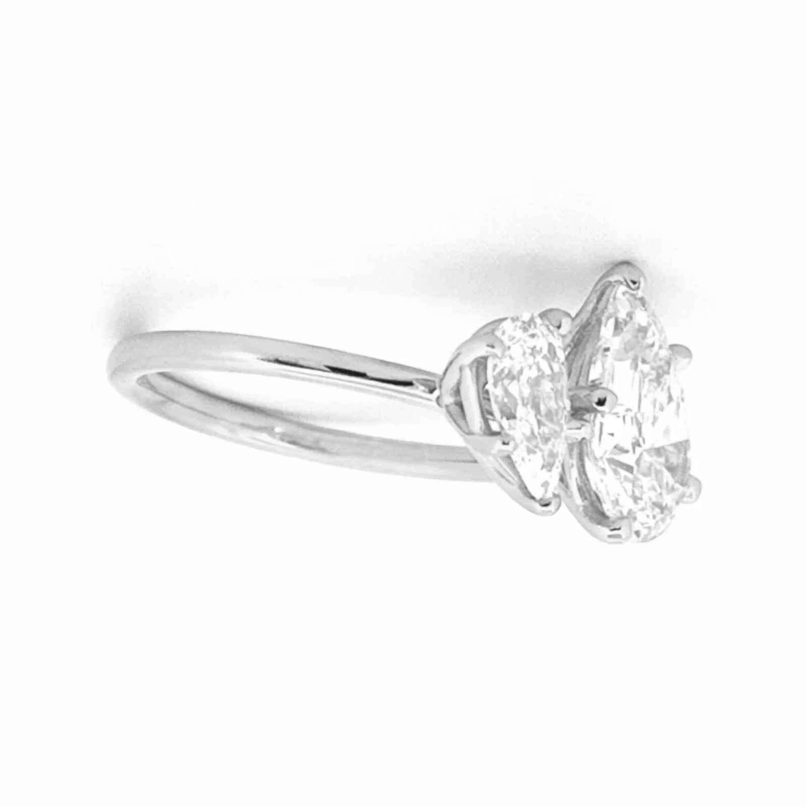 3.20CT Pear Cut Lab Created Toi et Moi Engagement Ring Set 14K White Gold