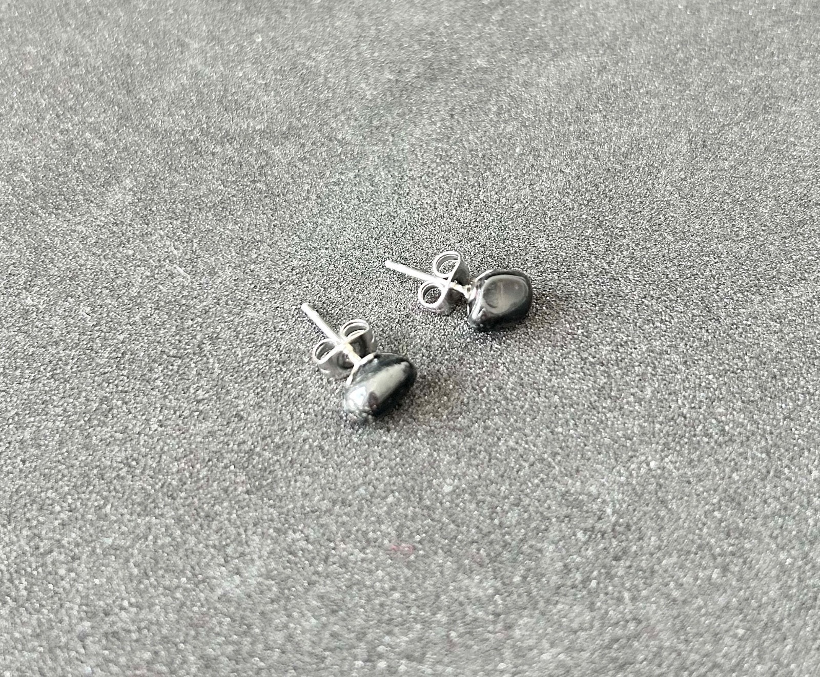 UK Seller! Natural Black Obsidian Gemstone Chip Irregular Tiny Earrings Healing
