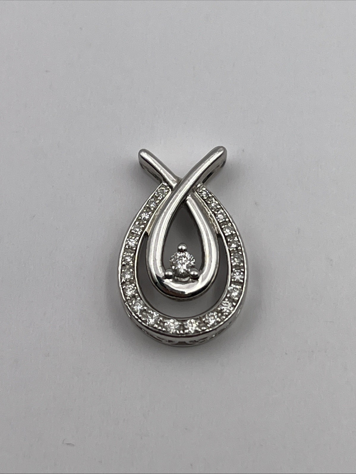 Ladies Sterling Silver & .17 ctw Diamond Pendant KSJ designer
